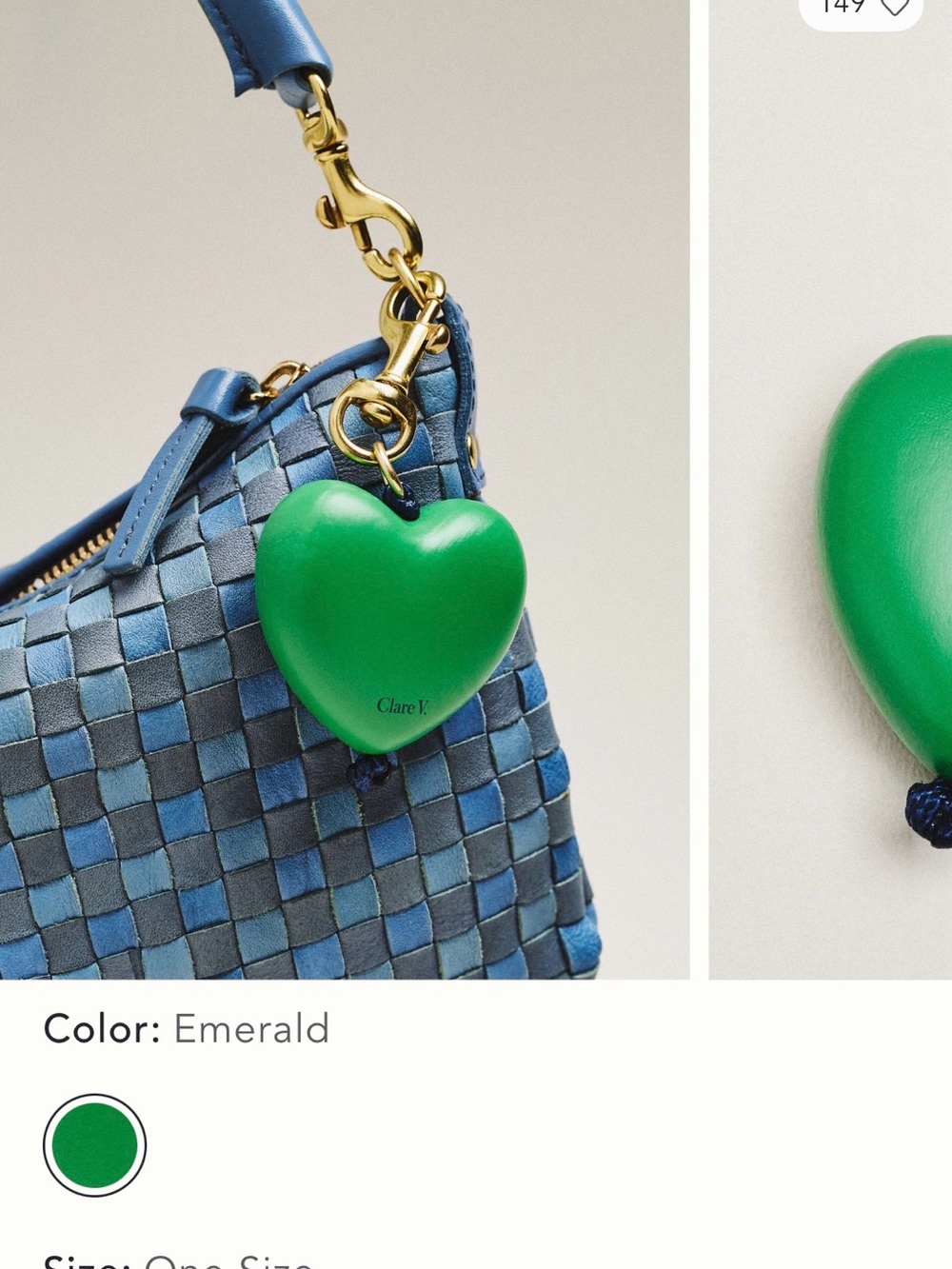 Clare V Emerald Heart Bag Charm - Green Heart Accessory